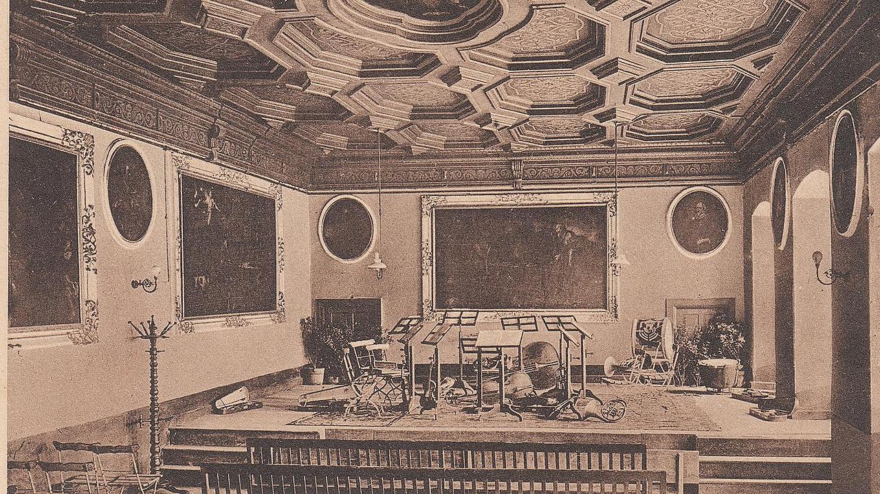 Der Festsaal des Bischöflichen Seminars im ehemaligen Jesuitenrefektorium, um 1913