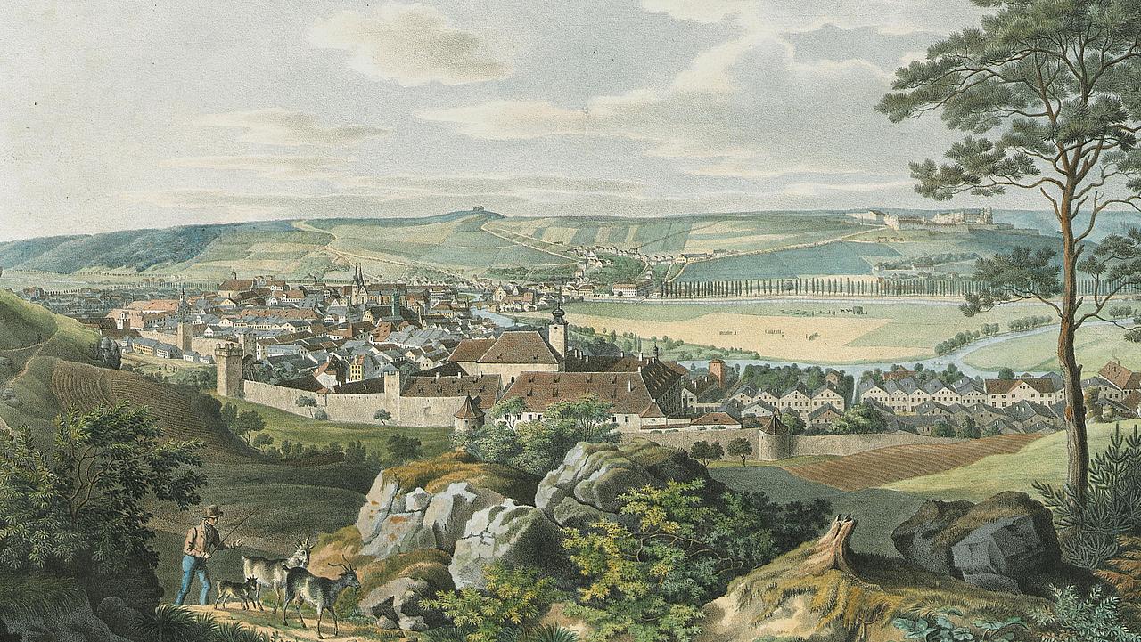 Ansicht der Stadt Eichstätt um 1828, Litographie von Gustav Kraus